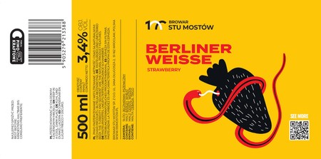 Browar Stu Mostów: Strawberry Berliner Weisse - etykieta 85 x 175 mm