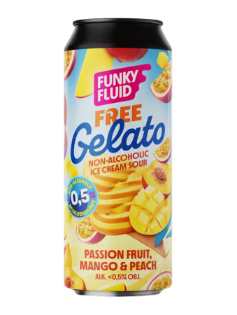 Funky Fluid: Free Gelato Passion Fruit & Mango & Peach - 500 ml can