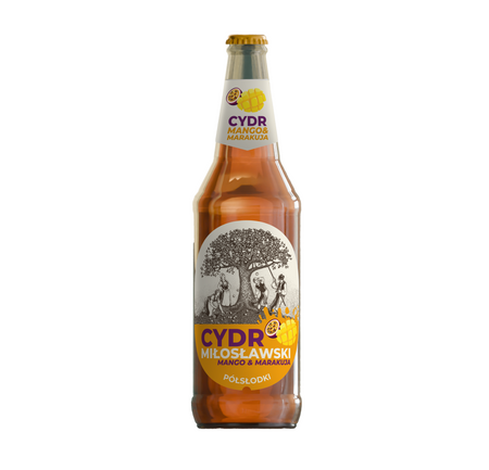 Miłosław: Cydr Miłosławski Mango Marakuja Półsłodki - 500 ml bottle