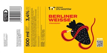 Browar Stu Mostów: Strawberry Berliner Weisse - etykieta 85 x 175 mm